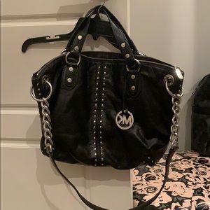 Black leather studded Michael Kors bag